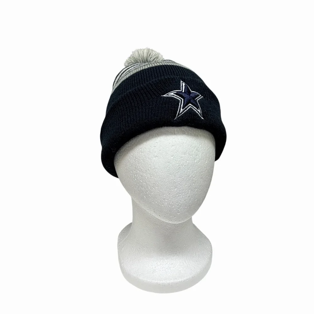 Dallas Cowboys Knit Beanie‎ Hat Pom Pom Navy Gray NFL Football Winter Cap OSFA
